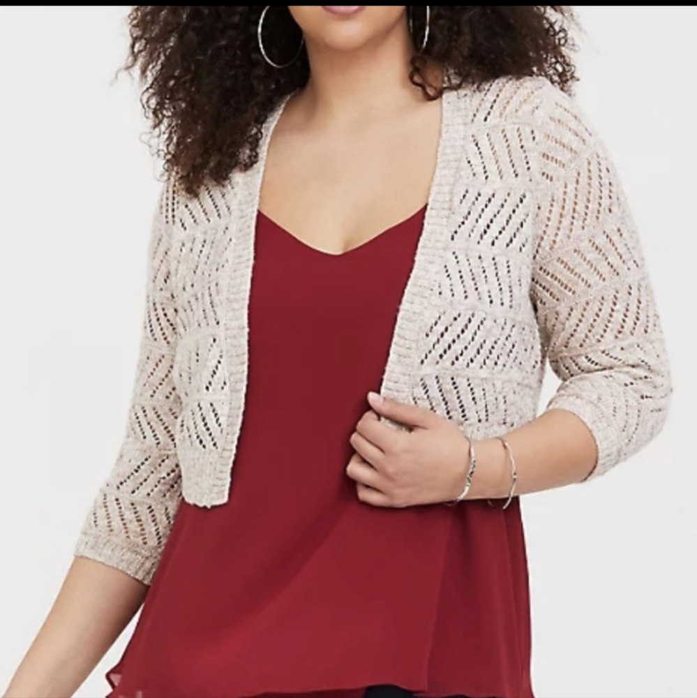 ❗️ Torrid Beige Marled Pointelle Shrug NWT 2X